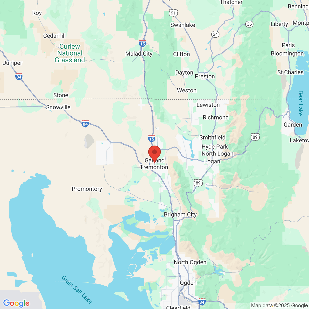 Google map image of our location in 1335 S Main St Garland, UT