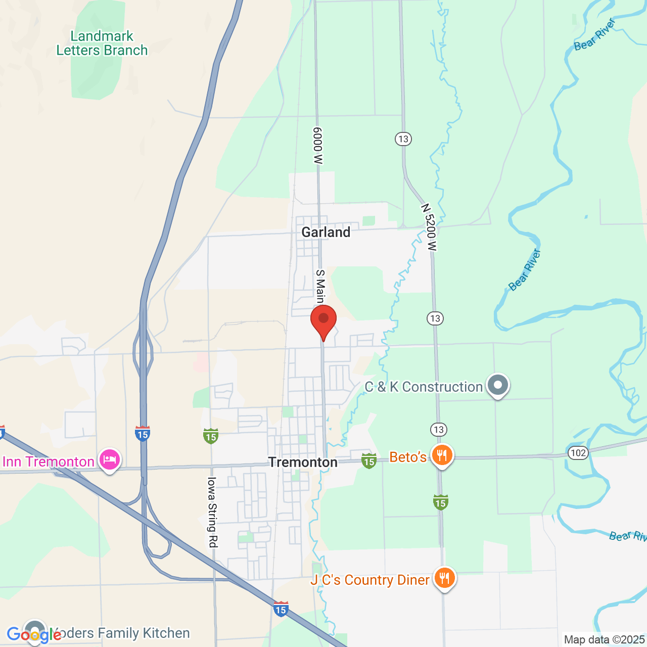 Google map image of our location in 1335 S Main St Garland, UT